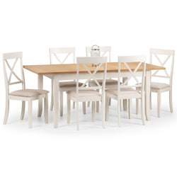 Davie Extendable Farmhouse Dining Table & Chairs - Ivory