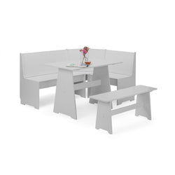 Neka Farmhouse Dining Table & Chairs - Dove Grey