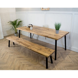 Runa Rustic Dining Table & Chairs - 2 Benches