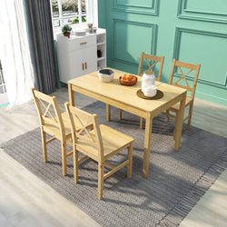 Ashly Rustic Dining Table & Chairs Upside Look