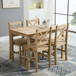 Azusa 4-Seater Natural Rustic Dining Table & Chairs