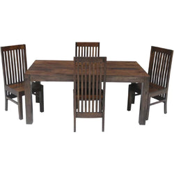 Meris Rustic Dining Table  and Chairs in  Dark Mango Wood