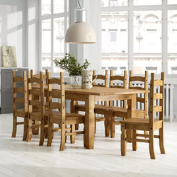 Burr Extending 8 Seater Rustic Dining Table & Chairs