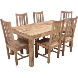 Fidel Rustic Dining Table & Chairs - Light Brown