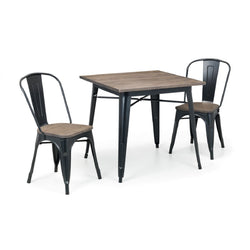 Gradey Rustic Dining Table & Chairs - Mocha & Black - 2 Chairs