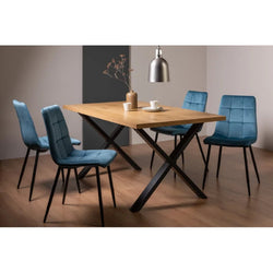 Paxton Rustic Dining Table & Chairs - Petrol Blue