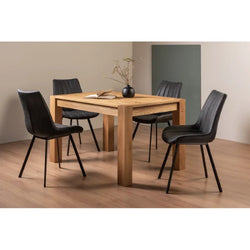 Silas Extending Rustic Dining Table & Chairs - Black