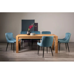 Skylar Extending Rustic Dining Table & Chairs - Petrol Blue