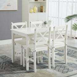 Azusa 4-Seater White Rustic Dining Table & Chairs in the Kitchen