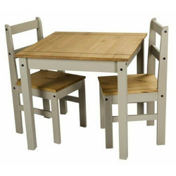 Wyano Rustic Dining Table & Chairs in Brown and beige Color