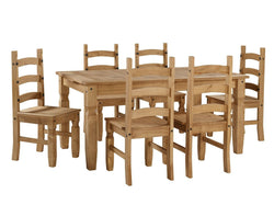 Burr Extending 6 Seater Rustic Dining Table & Chairs