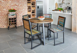 Port Round 4-Seater Reclaimed Wood Dining Table - Brown & Black  Color in the Kitchen