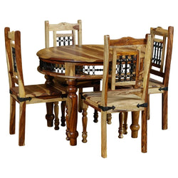 Daisi Rustic Dining Table and Chairs in Natural Sheesham