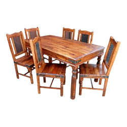 Lovisa Rustic Dining Set in Mid Brown Color