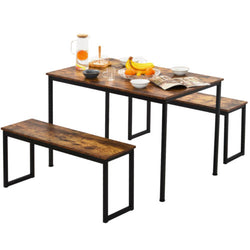 Kano Farmhouse Dining Table & Chairs 4 - Person Dining Set